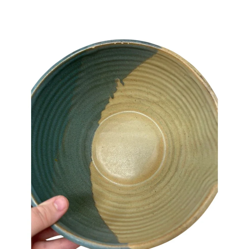 Nantucket Home Ceramic Mixing Bowls Set Blue Beige Two Tone Ribbed Farmhouse Kit